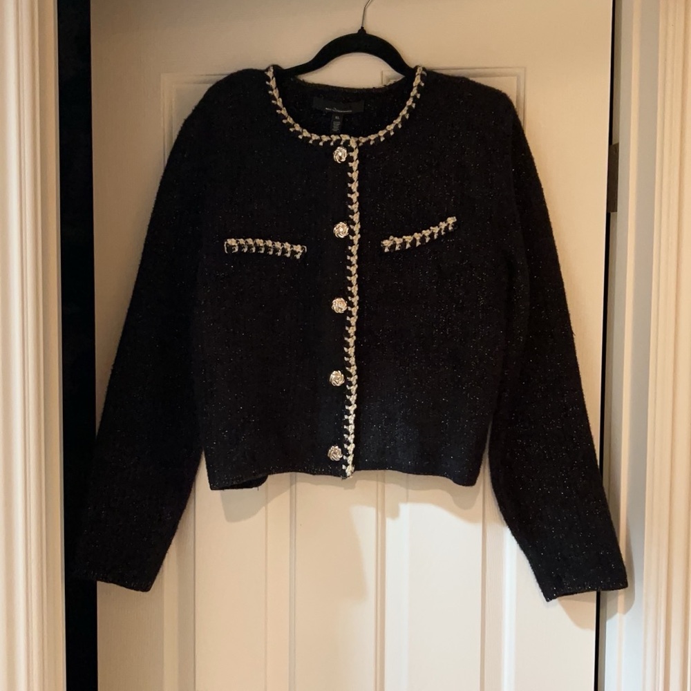 White House Black Market Black Blazer with Embellished Trim - Picture 4 of 6